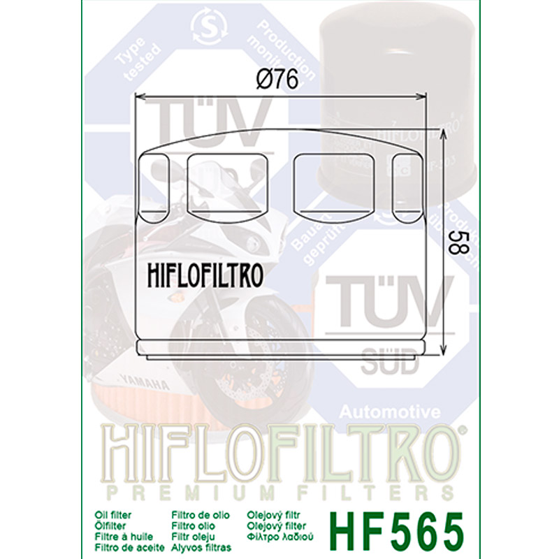 Filtro de aceite Hiflo HF565 para Aprilia y MotoGuzzi