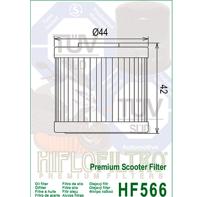 Filtro de aceite Hiflo HF566 para scooter Kymco y Kawasaki