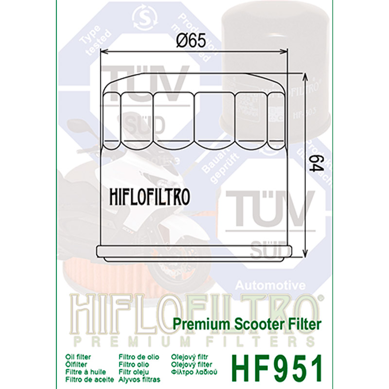 Filtro de aceite Hiflo HF951 para Honda y Yamaha