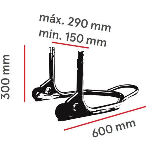 Caballete delantero universal ITR para moto en acero inoxidable