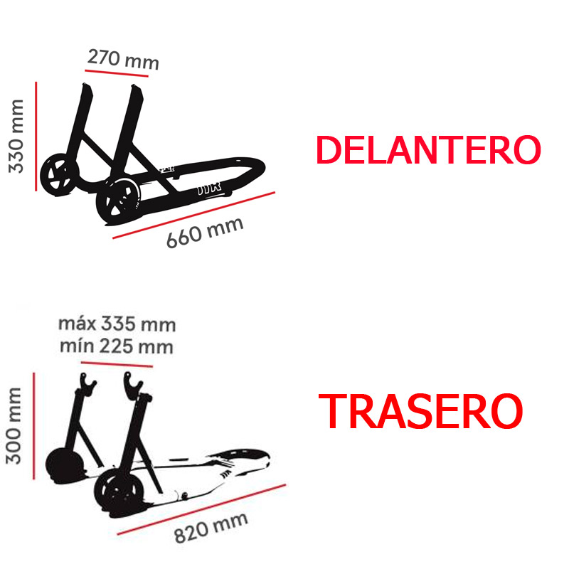 Juego de caballetes delantero y trasero ITR