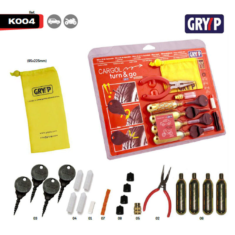 Micro kit de reparacion antipinchazos para moto y coche