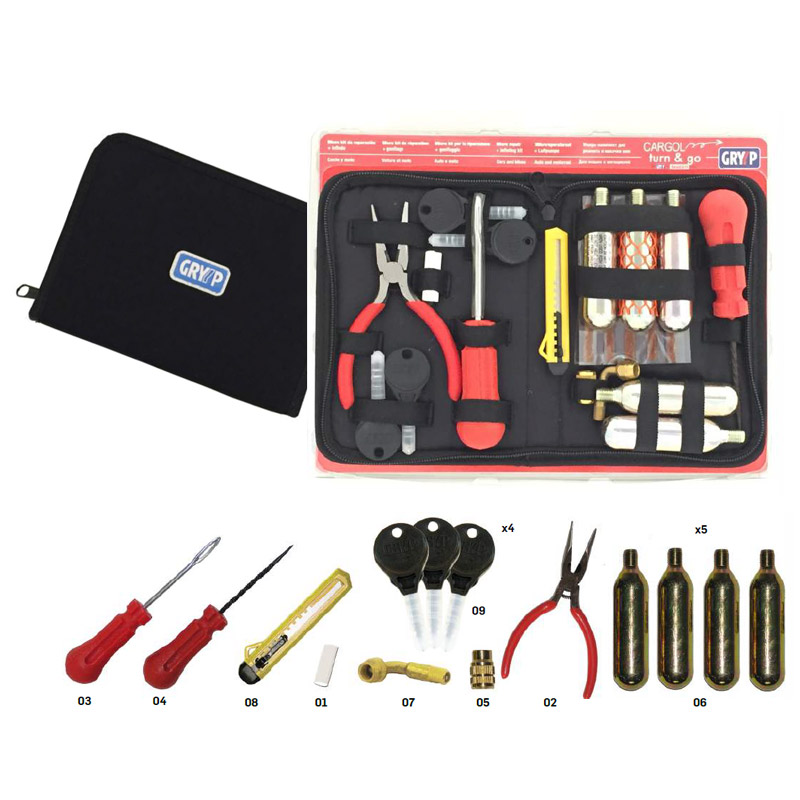 Kit de reparación K022 antipinchazos para moto y coche