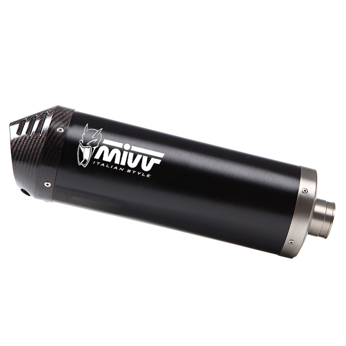 Escape Mivv OVAL negro con tapa de carbono Kove 800X 24+
