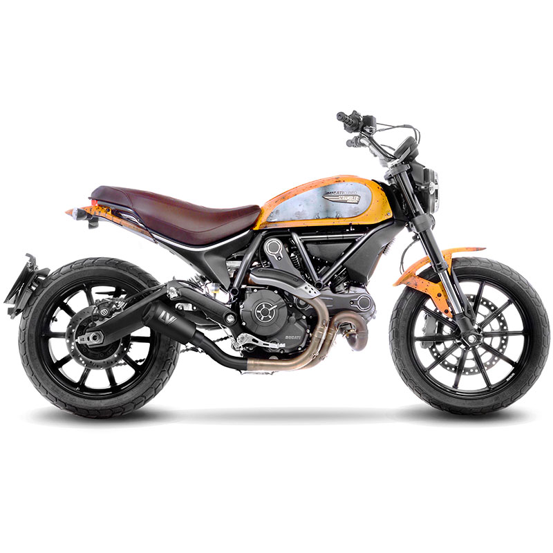 Escape Ducati Scrambler 800 leovince negro completo