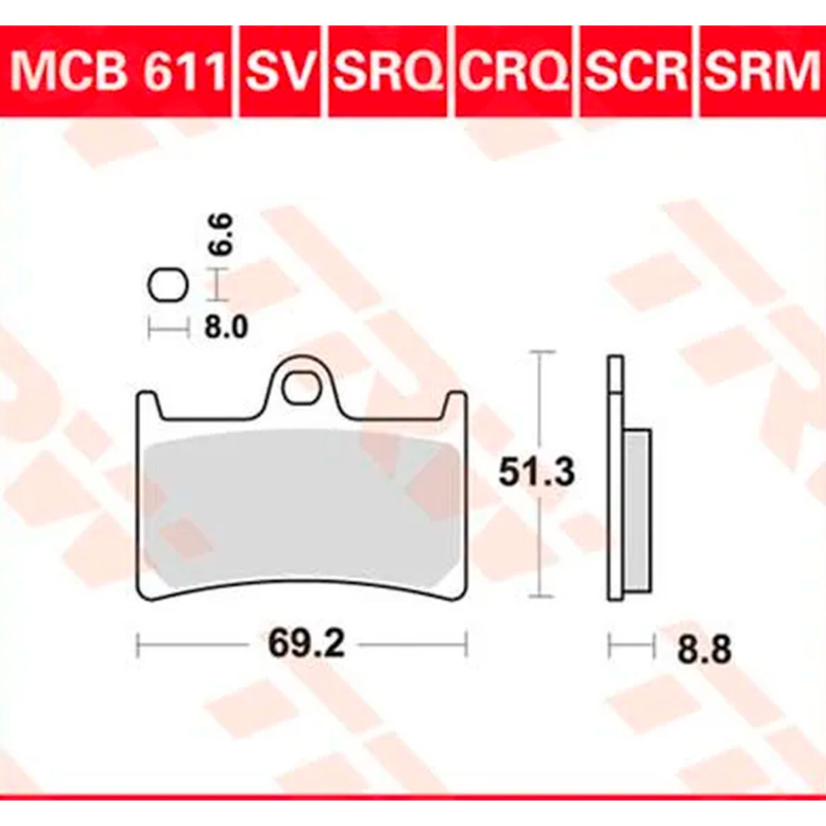 pastilla de freno TRW organica MCB611