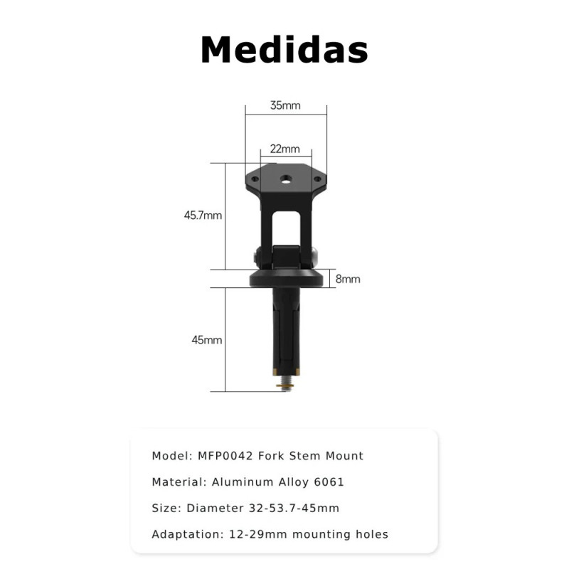 Accesorio soporte Chigee para tija moto 12-29mm