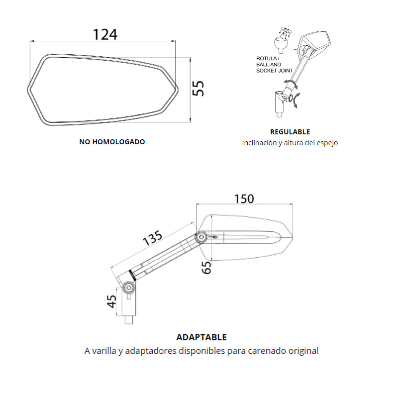 Espejo retrovisor manillar-carenado F1 1 Puig