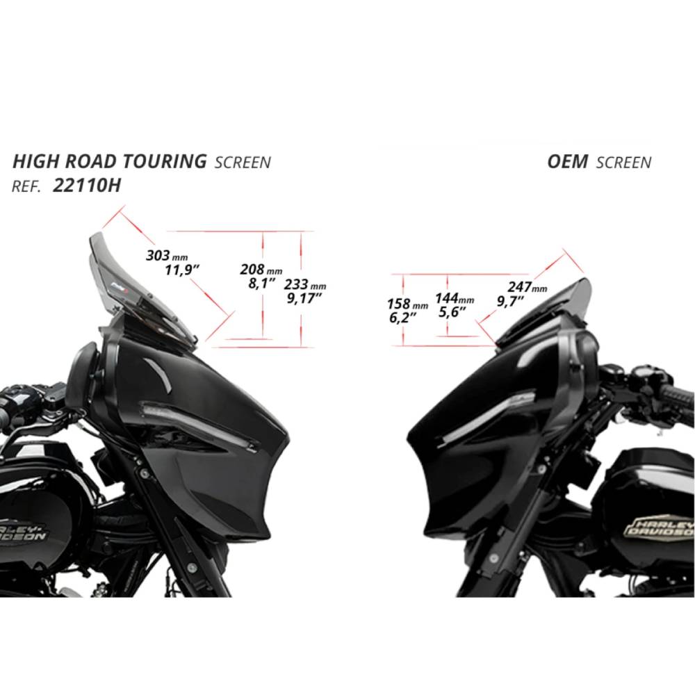 Pantalla high-road touring para semicarenado OEM HD Street Glide