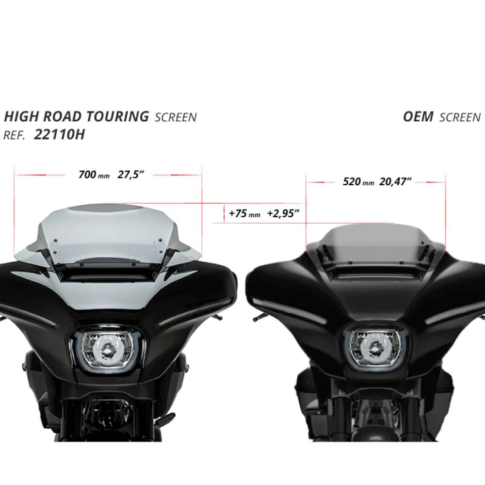 Pantalla high-road touring para semicarenado OEM HD Street Glide