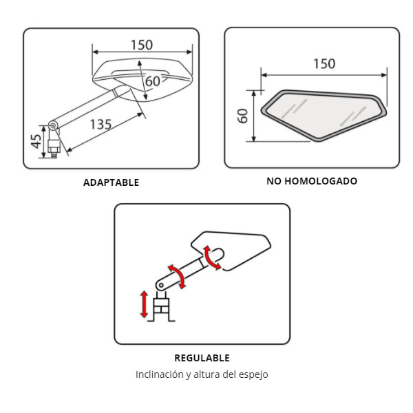 Espejo retrovisor manillar-carenado Hi Tech 2 Puig Regulable
