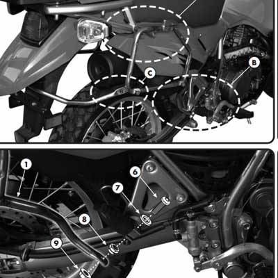 Soporte baul lateral moto KAWASAKI KLR650 ENDURO 07-15