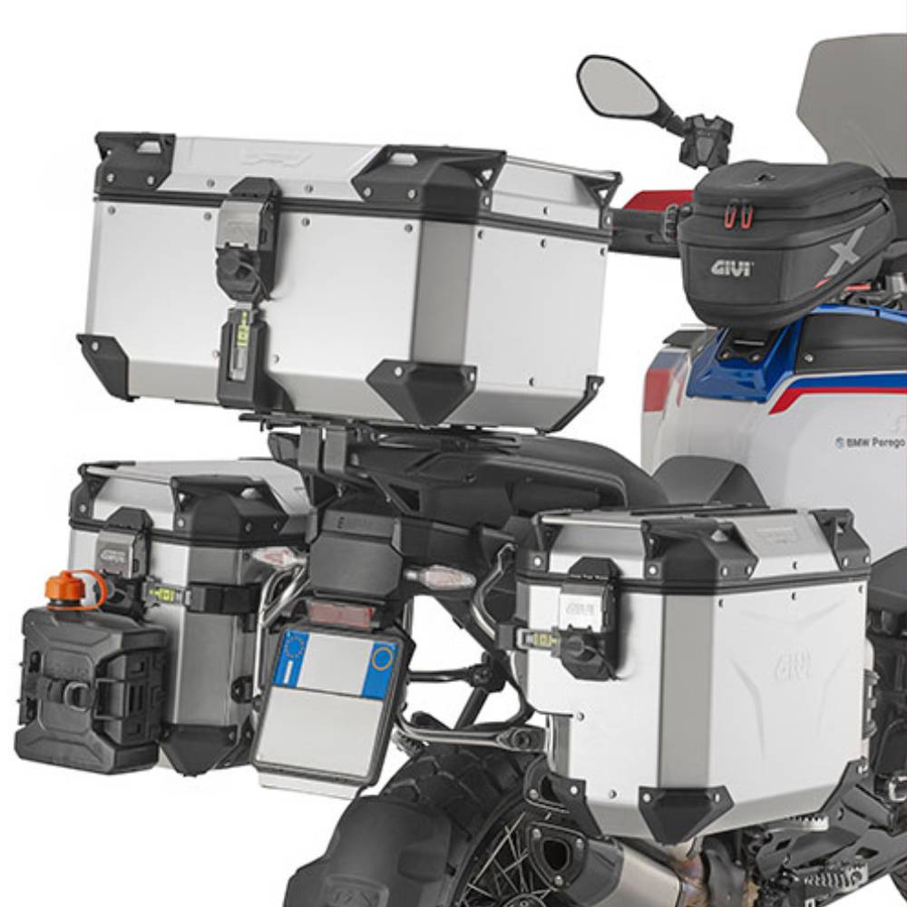 Portamaletas con hueco para escape BMW R1300GS Adv 2025- acero inox