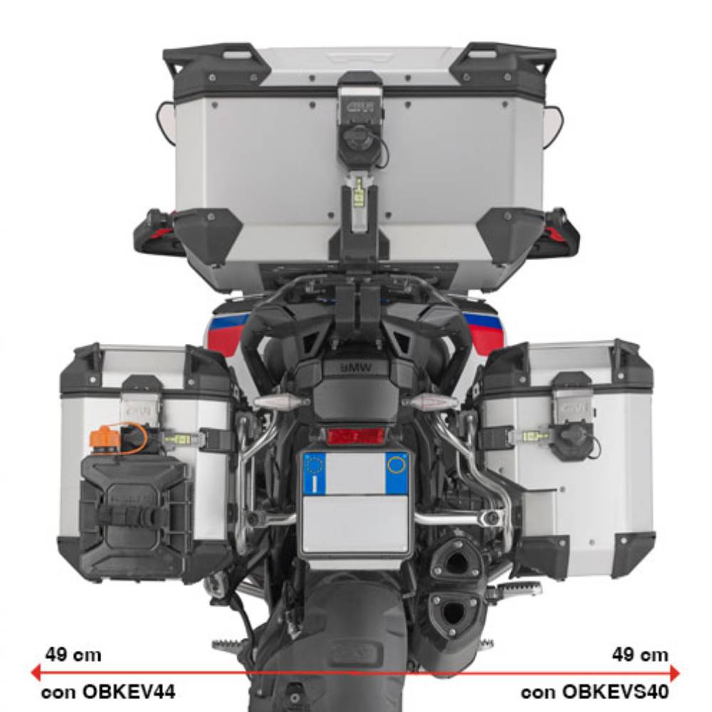Portamaletas con hueco para escape BMW R1300GS Adv 2025- acero inox
