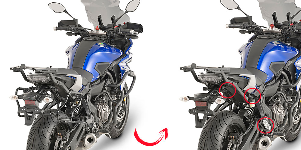 Soportes maletas laterales V35 o K33 para Yamaha MT07 Tracer 16-