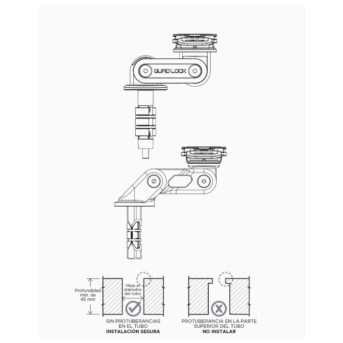 Soporte movil moto Quad Lock Pro tija