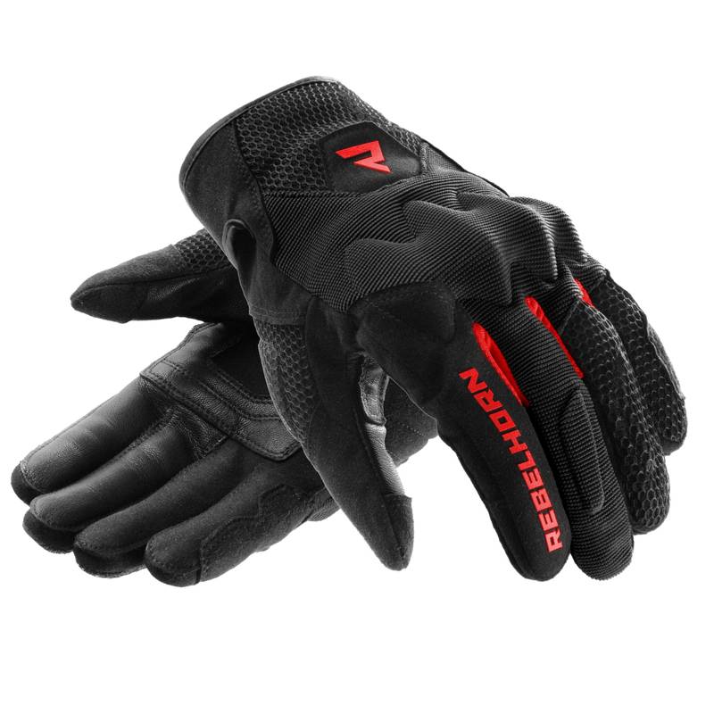 Guantes de moto Rebelhorn Core Negro-Rojo Flúor Mujer