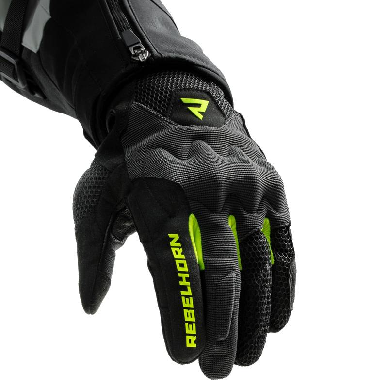 Guantes de moto Rebelhorn Core Negro-Amarillo Flúor Mujer