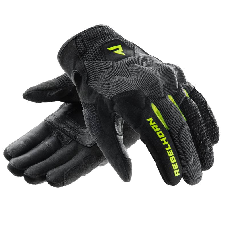 Guantes de moto Rebelhorn Core Negro-Amarillo Flúor Mujer