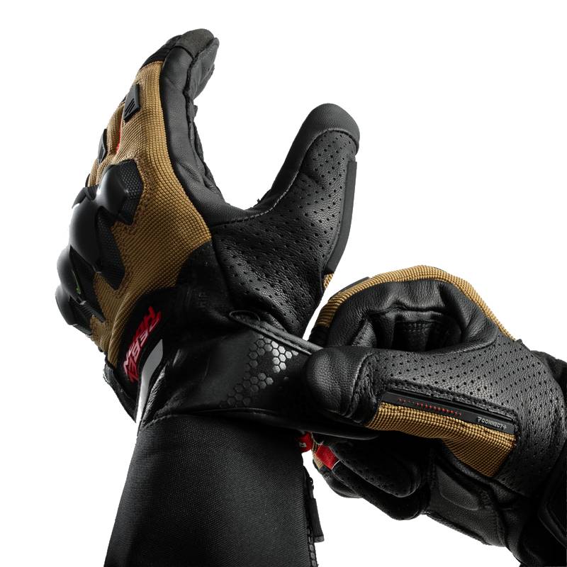 Guantes de moto Rebelhorn Defender Negro-Marrón-Rojo