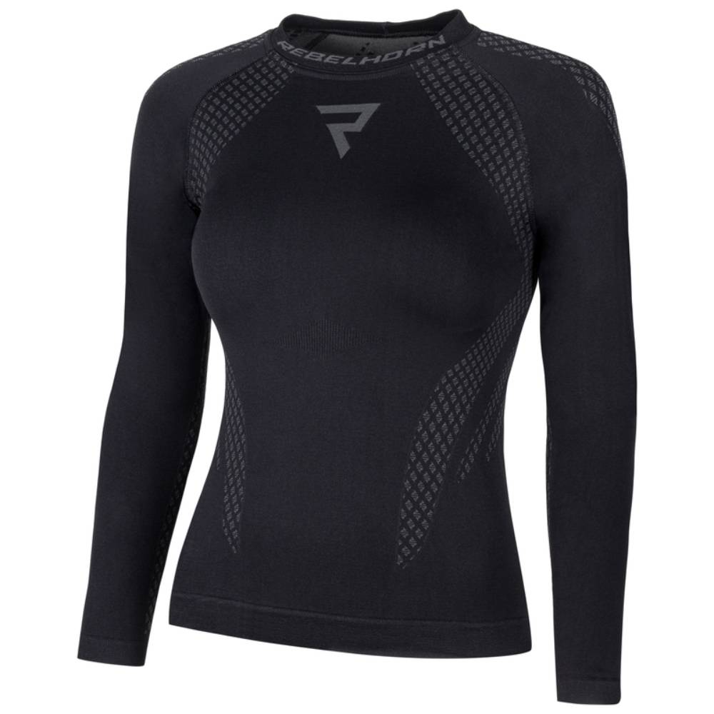 Camiseta térmica para mujer Active II Negra-Gris Rebelhorn 