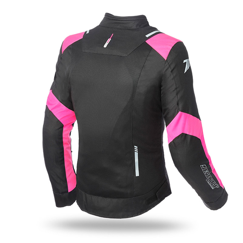 Chaqueta moto mujer verano JR54 negro-rosa