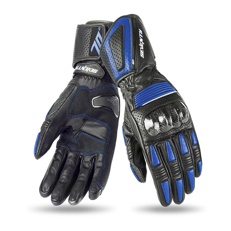 Guantes Racing Moto Hombre de piel verano Negros-Azul ...