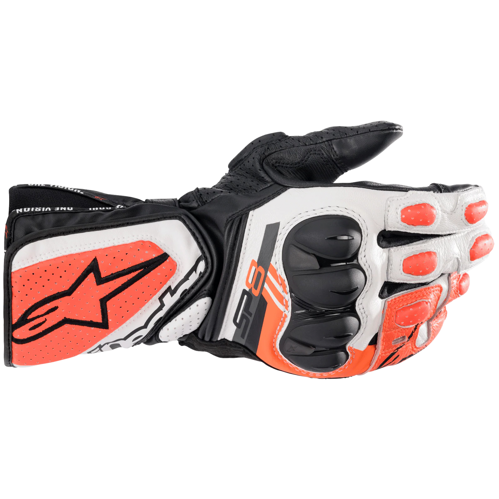 Guantes Alpinestars SP-8 V3 negro-blanco-rojo fluor