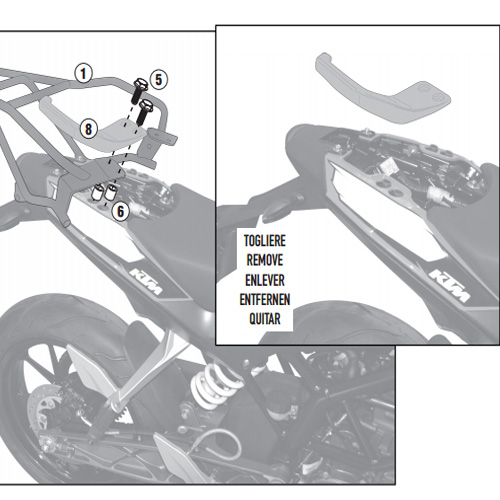 Portaequipajes Monolock Givi para KTM Duke 125/200/390