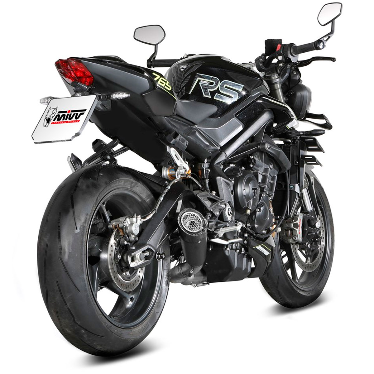 Escape Mivv X-M5 negro Triumph Street Triple 765 R 25+