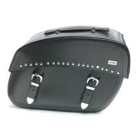 SPAAN Alforjas Klick-fix de piel color negro con tachuelas