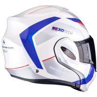 Casco moto Scorpion Exo-Tech EVO PRO fibra ACUTI Blanco Azul Rojo