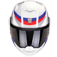 Casco moto Scorpion Exo-Tech EVO PRO fibra ACUTI Blanco Azul Rojo