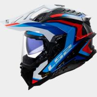 Casco LS2 MX701 Explorer Carbono FRONTIER II Blanco Azul Rojo