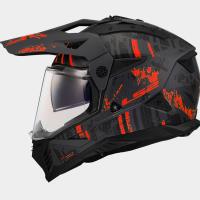Casco LS2 Pioneer II CRAZY Negro Mate Rojo