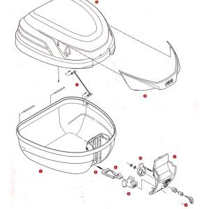 Recambios despiece del baul o maleta Givi B27
