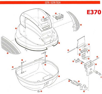 Recambios despiece de la maleta E370 TECH GIVI