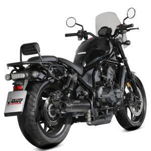 Escape Mivv HR-1 Negro con tapa de carbono larga HONDA CMX1100 REBEL 2022+