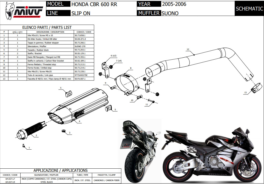 escape mivv suono honda cbr600rr 05-06