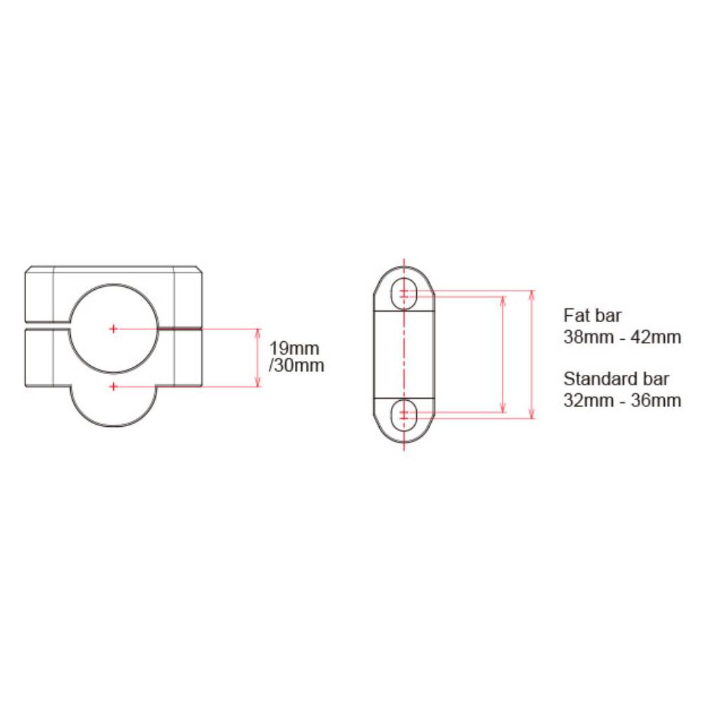 Alzas para manillar de 28 H30mm
