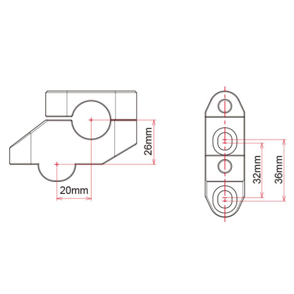 Alzas para manillar de 28 H20mm